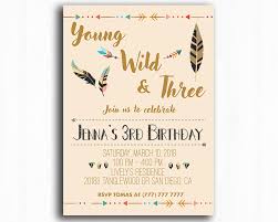 Young Wild And Three Printable Birthday Invitation