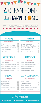 Weekly House Cleaning Checklist The Cleaner Home
