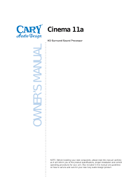Cary Audio Design Hd Surround Sound Processor Cinema 11a