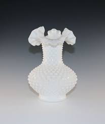 Fenton Vintage Milk Glass Hobnail Vase