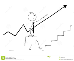 Conceptual Cartoon Of Business Man Following Up The Growth