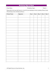 Workshop Sign In Sheet In Word And Pdf Formats