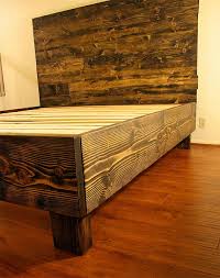 rustic solid wood platform bed frame