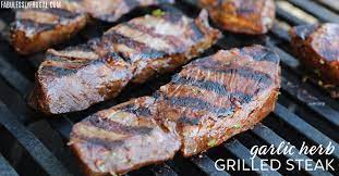 grilled garlic herb steak tips recipe