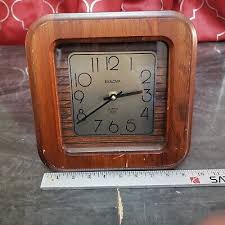 Bulova Wall Clock Square Modern Wooden