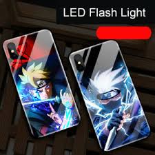 Anime Sasuke Naruto Kakashi Led Light Up Glass Phone Case Cover For Iphone 6 12 Ebay