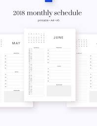 Printable Monthly Planner 2018 Monthly Calendar Agenda Schedule