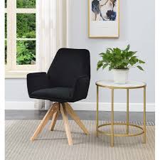 Subtle contouring to the chair's wood frame is finished in walnut, presenting like a classic complement to the bold hues and neutral tones of the 5 offered fabrics that cover the padded seats and backs. Convenience Concepts Miranda Velvet Black Natural Wood Accent Chair 310121vbl Bellacor