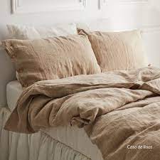 Linen Bedding Set In Flax Ivory Threads