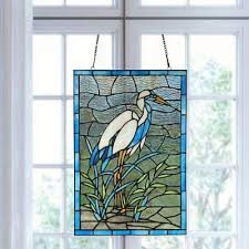 majestic crane tiffany style stained