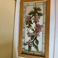 Stained Glass Flowers N Wood Frame 22 5
