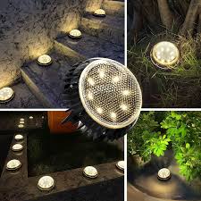 Amazon Com Jack Rose Solar Ground Lights Outdoor Pathway Lights Fairy Garden Lights Solar Powered Ip67 Waterproof 8 Led Disk Light For Yard Deck Lawn Patio Driveway Warm Light 4 Pack Home