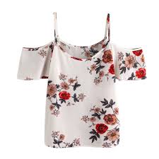 Us 4 09 18 Off Big Promotions Womens Summer Tops Blouses Boho Floral Print Shirts Girls Lady Off Shoulder Short Sleeve Casual Beach Shirt Yl In