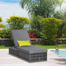 Outsunny Rattan Chaise Lounge Outdoor