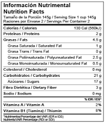 mexico nutrition facts templates food