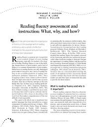 Pdf Reading Fluency Assessment And Instruction What Why