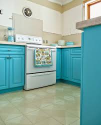 kitchen progress: turquoise cabinets