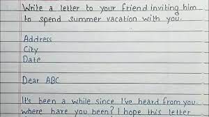 write a letter to your friend inviting