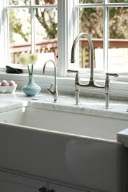 beautiful rohl farm sink with polished chrome faucet double handle and small faucet single handle give