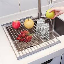 sink dish drainer drying rack roll up