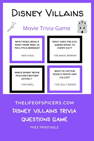 Nov 15, 2020 · i'm gonna ask you 20 questions — all about the little mermaid — and you'd better get 'em right. Disney Villains Trivia Quiz Free Printable The Life Of Spicers