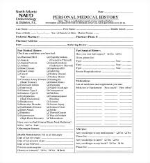 Past Medical History Template Personal Medical History Form Family
