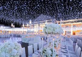 a canopy with globe string lights