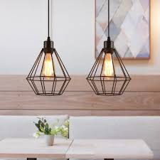 Black Caged Hanging Light Fixtures Vintage Industrial Iron 1 Light Pendant Lighting For Restaurant Beautifulhalo Com