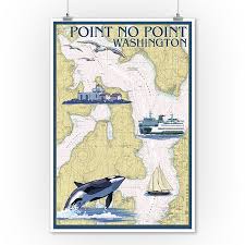 Point No Point Nautical Chart Washington Lantern Press Poster 9x12 Art Print Wall Decor Travel Poster