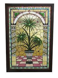 Large Stained Glass Window With Potted