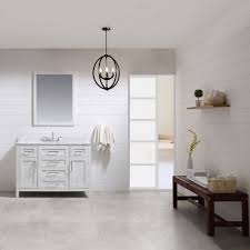 Its classic beadboard panelled front in a white oak finish is grounded by sleek brushed nickel contemporary hardware plus a modern white engineered stone countertop with a generous backsplash and undermount rectangular sink. Ove Decors Tahoe 48 In Bathroom Vanity With Mirror White Sam S Club