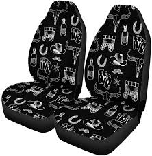 Fmshpon Set Of 2 Car Seat Covers Western Cowboy Universal Auto Front Seats Protector Fits For Car Suv Sedan Truck