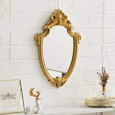 antique baroque wall mirror gold shield