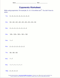 Free Exponents Worksheets