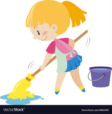 mopping the wet floor royalty free