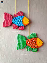 Handpainted Wooden Fish Wallhanging Set