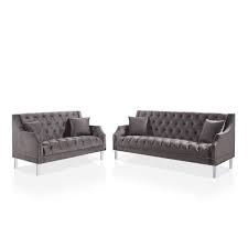 Gray Nailhead Trim Sofa Set