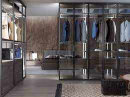 sectional custom glass walk in wardrobe