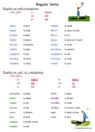 regular verbs worksheets printable