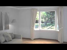 bay windows with curtains blinds