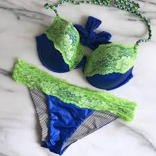 Beach Bunny Swimwear Blue Green Lace Bikini
