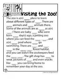 zoo mad libs worksheets 99worksheets
