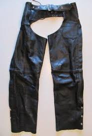 Leather Motorcycle Biker Chaps Snap Out Liner Lined Cut To