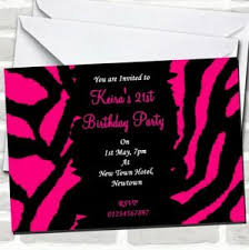 Details About Hot Pink Zebra Print Party Invitations