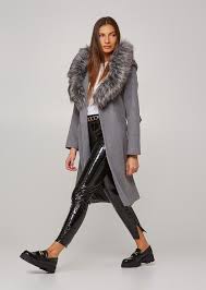 Coat With Faux Fur Look Details Lynne