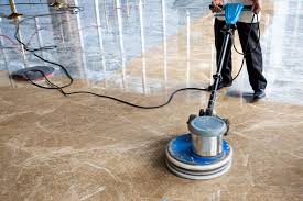 waxing of parquet tiles linoleum floor