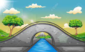 Suspension bridge drawing at getdrawings. Cartoon Landscape With Arch Bridge And Mountains Background Royalty Free Cliparts Vectors And Stock Illustration Image 131103444