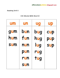 Reading Drill 5 Consonant Vowel Consonant Cvc Words