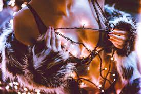 Woman in Lingerie with Christmas Lights Free Stock Photo | picjumbo