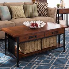 drawer coffee table mission oak